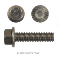 3/8-16x1-3/4 Serrated Hex Flange Screw 18-8 Stainless Steel