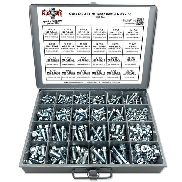 (25) M6-1.0x12 Hex Flange Bolts Class 10.9 JIS Small Head Frame Cap Screws Zinc - 3