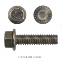 1/2-13x1-1/4 Serrated Hex Flange Screws 18-8 Stainless Steel